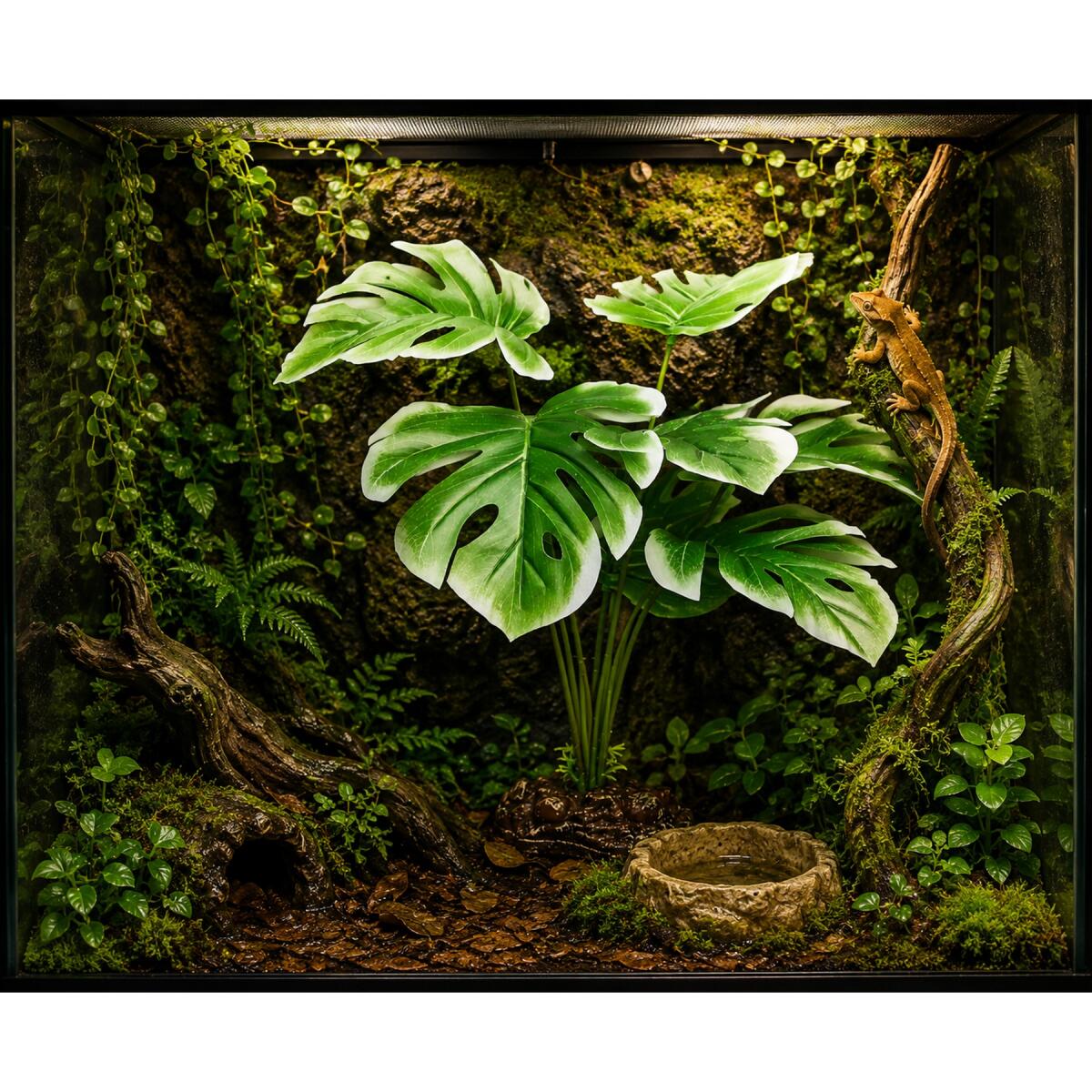 Штучна рослина Hobby Monstera White 40 см (37712) для тераріуму, акватераріуму та палюдаріуму