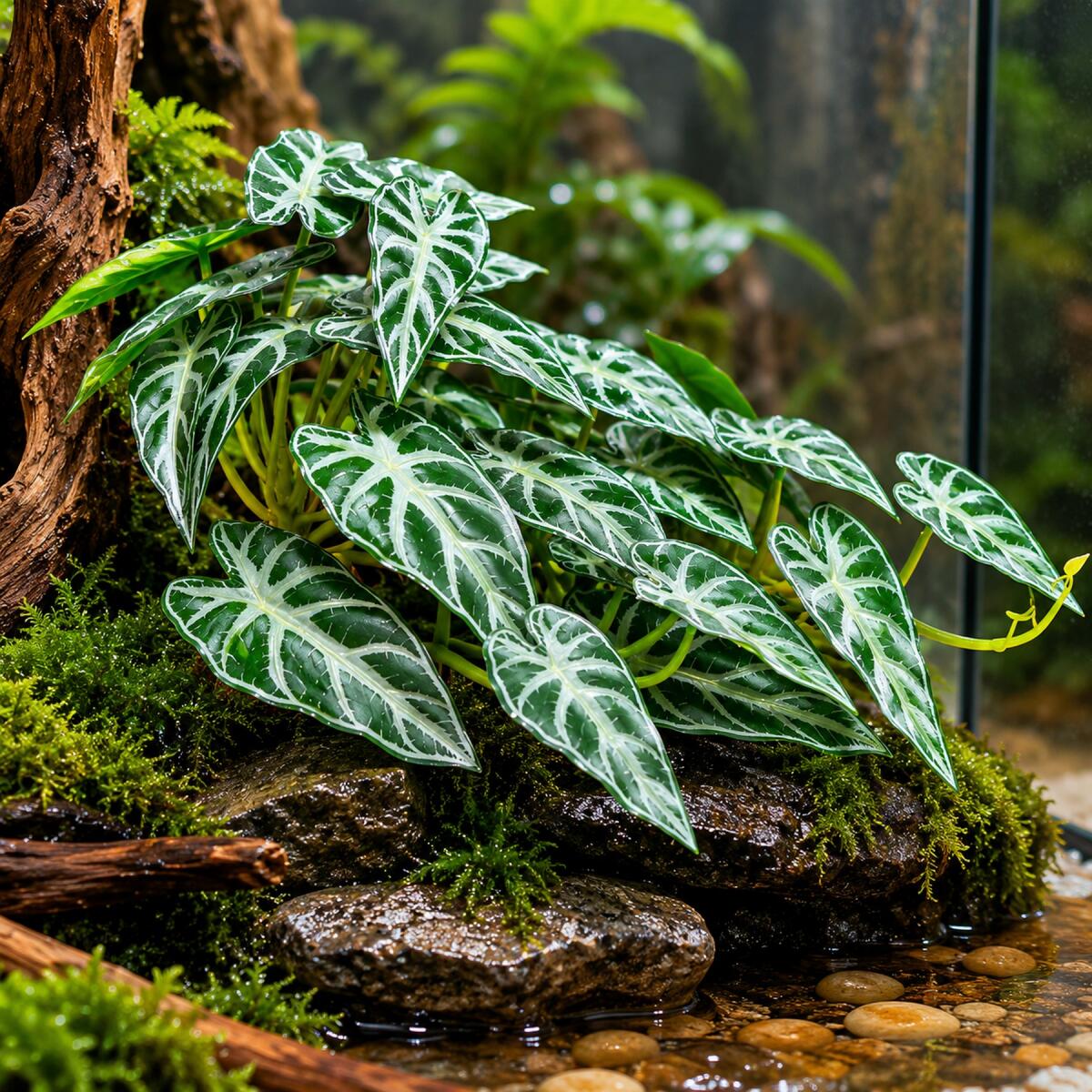 Штучна рослина Hobby Calathea 2 40×20 см (37715) для тераріуму, акватераріуму та палюдаріуму