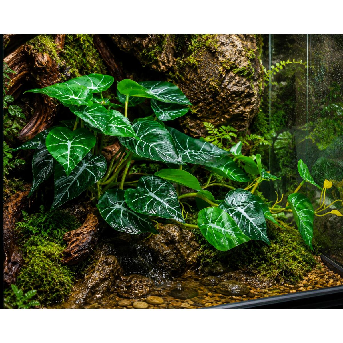 Штучна рослина Hobby Alocasia 2 40 × 20 см (37718) для тераріуму, акватераріуму та палюдаріуму