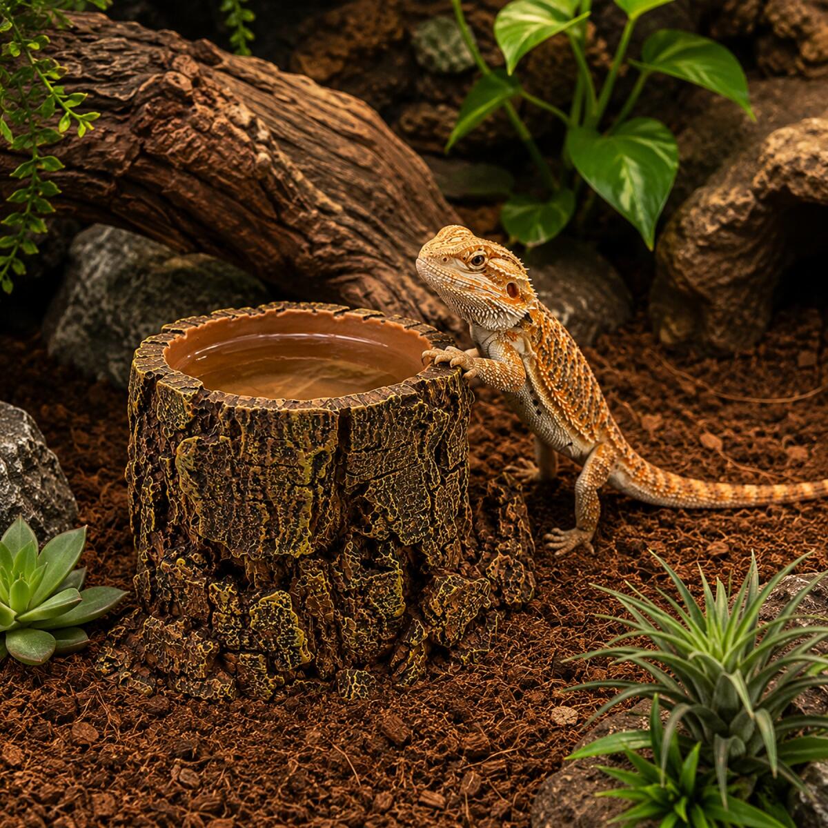 Декорація Hobby Forest Stump 14×12,5×10 см - декоративний пень, поїлка для тераріуму (40848)