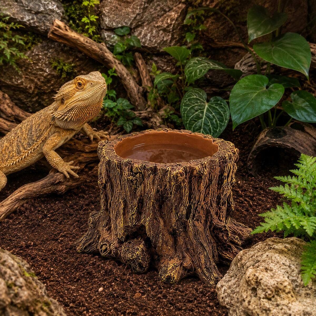 Декорація Hobby Wildwood Stump 15×14,5×9 см - декоративний пень, поїлка, горщик для тераріуму (40849)