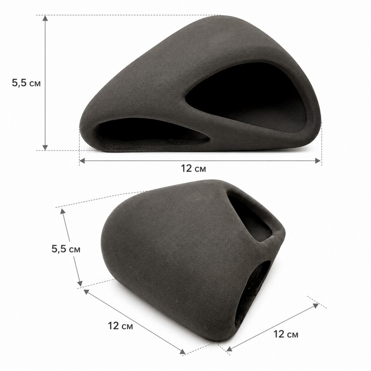 Декорація Hobby Wave Cave 1 dark 12×12×5,5 см - керамічне укриття для риб і креветок в акваріумі (41654)