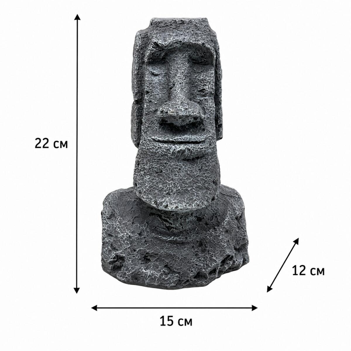 Декорація Hobby Moai Ora 2 15×12×22см - статуя Моаї з укриттям для акваріума і тераріуму (41718)