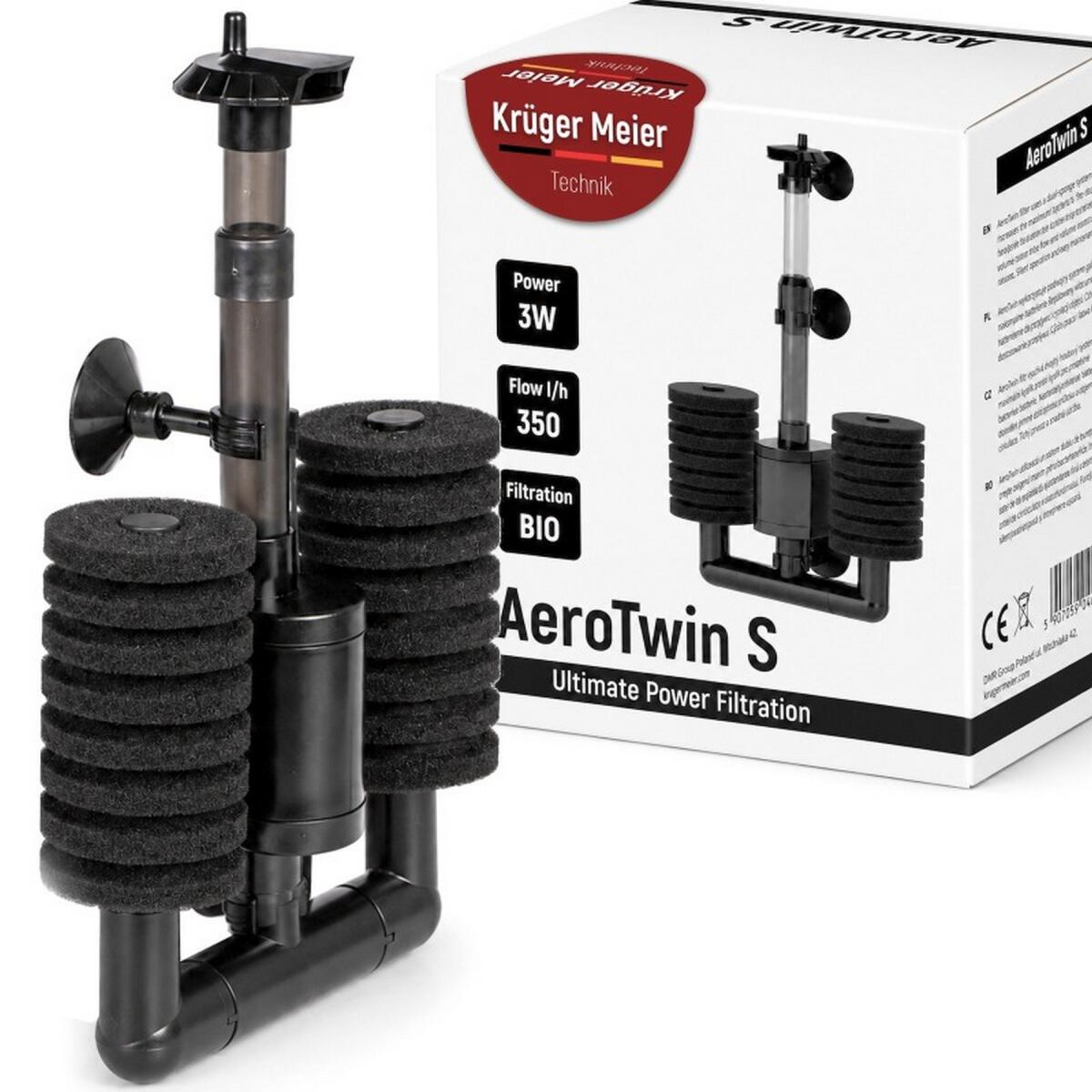 Внутрішній фільтр Kruger Meier AeroTwin S для акваріума 20-60 л, 350 л/год, 3 Вт