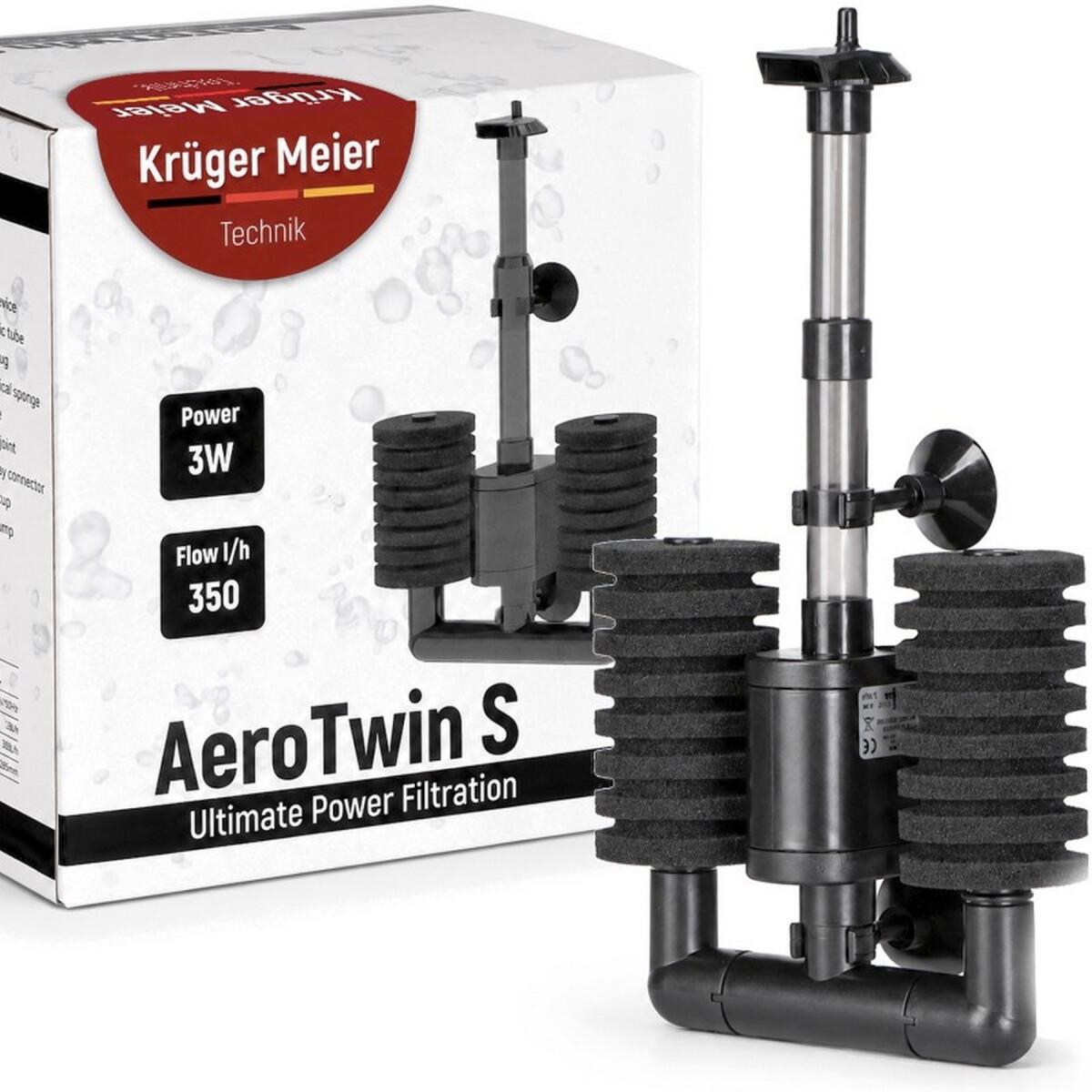 Внутрішній фільтр Kruger Meier AeroTwin S для акваріума 20-60 л, 350 л/год, 3 Вт