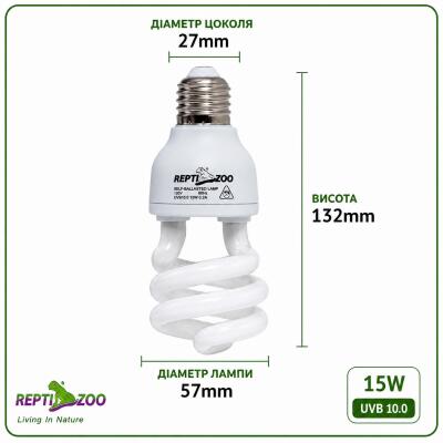 Люминесцентная лампа Repti-Zoo Desert Lamp 10.0 UVB 15W для пустынных и тропических рептилий (CT1015)