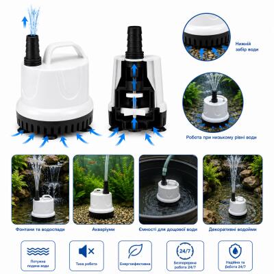 Помпа подъемная с низким погружением Kruger Meier ClearGenix 1800 л/ч для фонтанов, аквариумов, емкостей