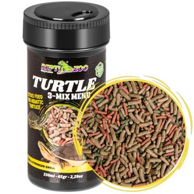Корм с чесноком для водных черепах Repti-Zoo Turtle 3-Mix Menu 250мл.