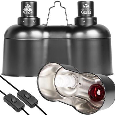 Светильник сдвоенный Terrario SunFusion Duo с двумя керамическими патронами E27, 2 x 150Вт