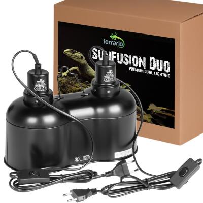 Светильник сдвоенный Terrario SunFusion Duo с двумя керамическими патронами E27, 2 x 150Вт