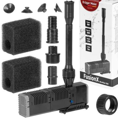 Насос-фонтан з подвійним фільтром Kruger Meier FusionX 1200 для декоративного ставка 3-в-1 (600 л/г)