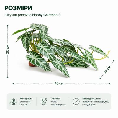 Штучна рослина Hobby Calathea 2 40×20 см (37715) для тераріуму, акватераріуму та палюдаріуму