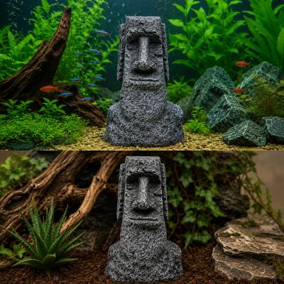 Декорація Hobby Moai Ora 1 12,5×11,5×17,5 см - статуя Моаї з укриттям для акваріума і тераріуму (41716)