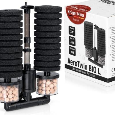 Внутрішній фільтр Kruger Meier AeroTwin BIO L для акваріума 60-120 л, 350 л/год, 3 Вт