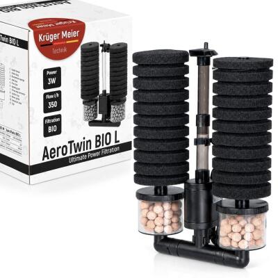 Внутрішній фільтр Kruger Meier AeroTwin BIO L для акваріума 60-120 л, 350 л/год, 3 Вт