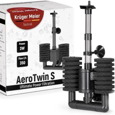 Внутрішній фільтр Kruger Meier AeroTwin S для акваріума 20-60 л, 350 л/год, 3 Вт