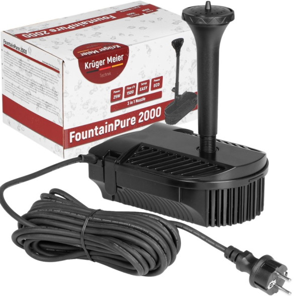 Фонтан-фільтр для ставка Kruger Meier FountainPure 2000 — 3 в 1: насос, фільтр, фонтан (1500 л/год)
